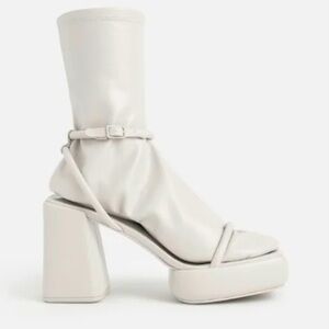 Charles & Keith •Grey• Sock Ankle Strap Platforms